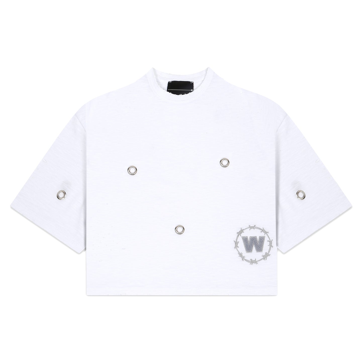 CROP TEE - WHITE “RIVET”