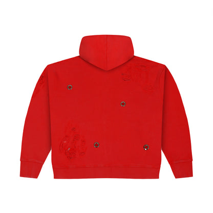ZIPPER HOODIE - RED “RIVET”