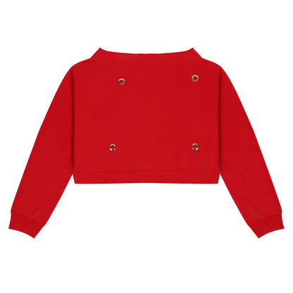 DROP SHOULDER SWEATSHIRT- RED “RIVET”