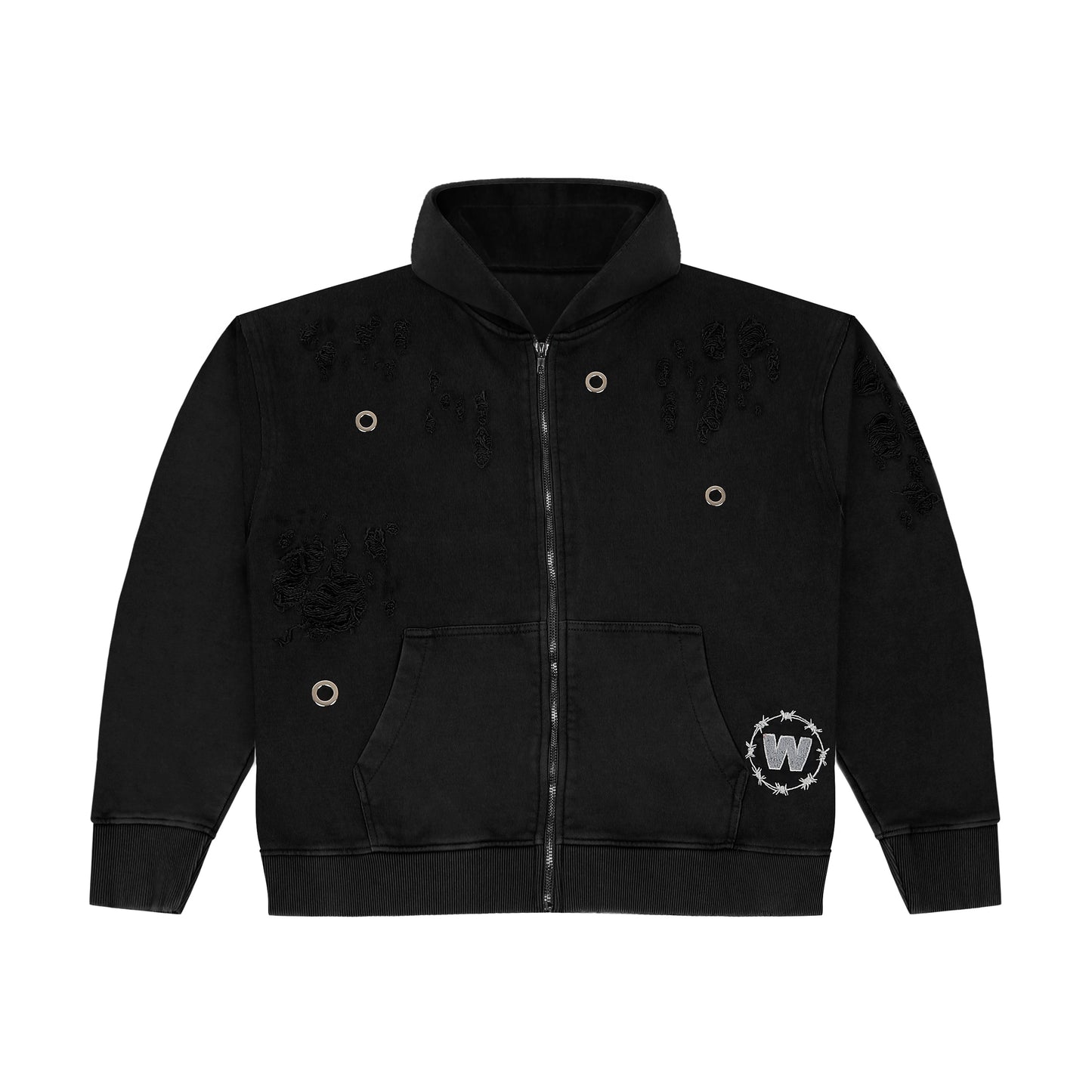 ZIPPER HOODIE - CHARCOAL “RIVET”