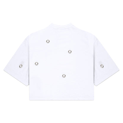 CROP TEE - WHITE “RIVET”