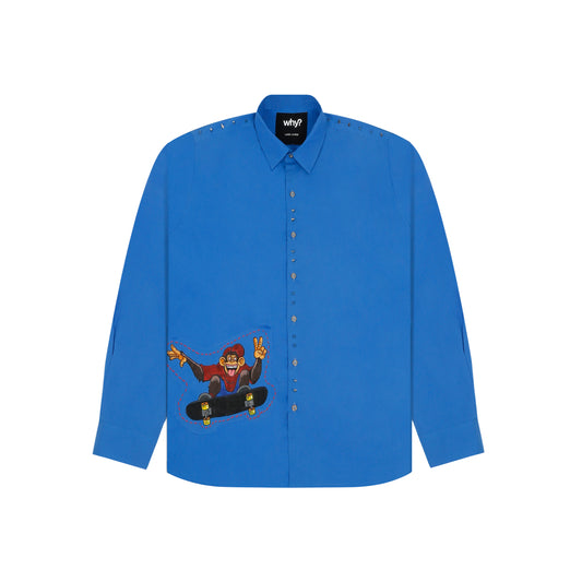 BLUE - LONG SLEEVE SHIRT "HAND PAINTED"