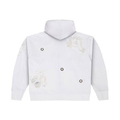 ZIPPER HOODIE - WHITE “RIVET”
