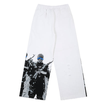 Sweatpants - White "Shoot At Sight"