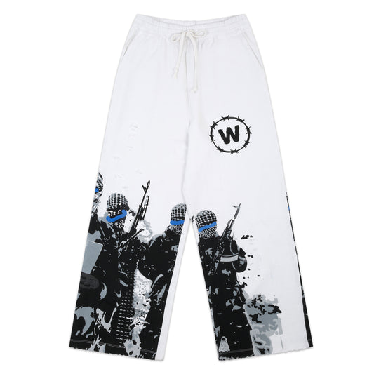 Sweatpants - White "Shoot At Sight"