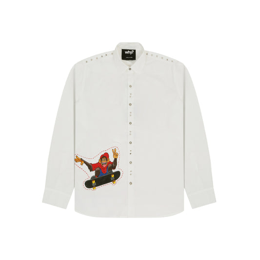 WHITE - LONG SLEEVE SHIRT "HAND PAINTED"