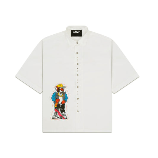 WHITE - SHORT SLEEVE SHIRT "HAND PAINTED"